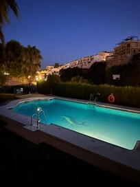 Pool area at night