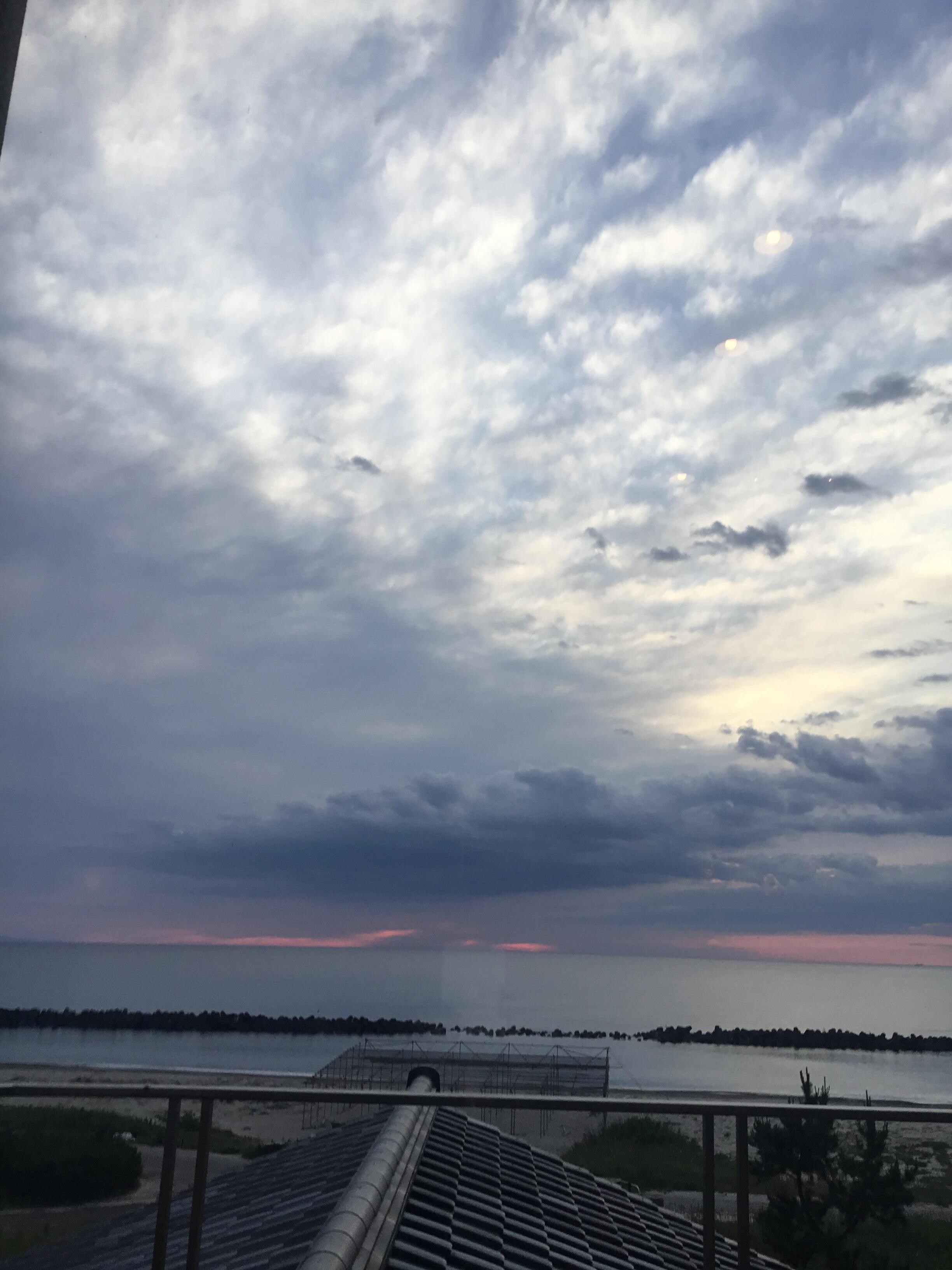 A view from the lobby at sunset.