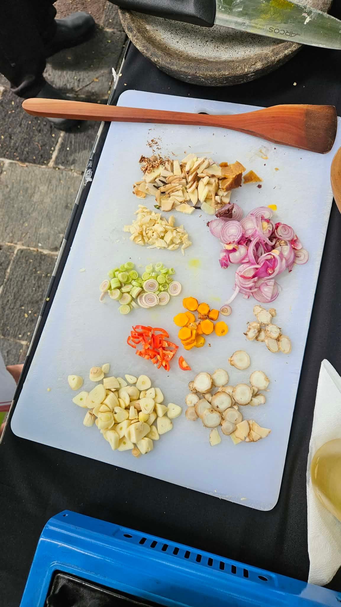 Learning to chop the ingredients at Cooking Class