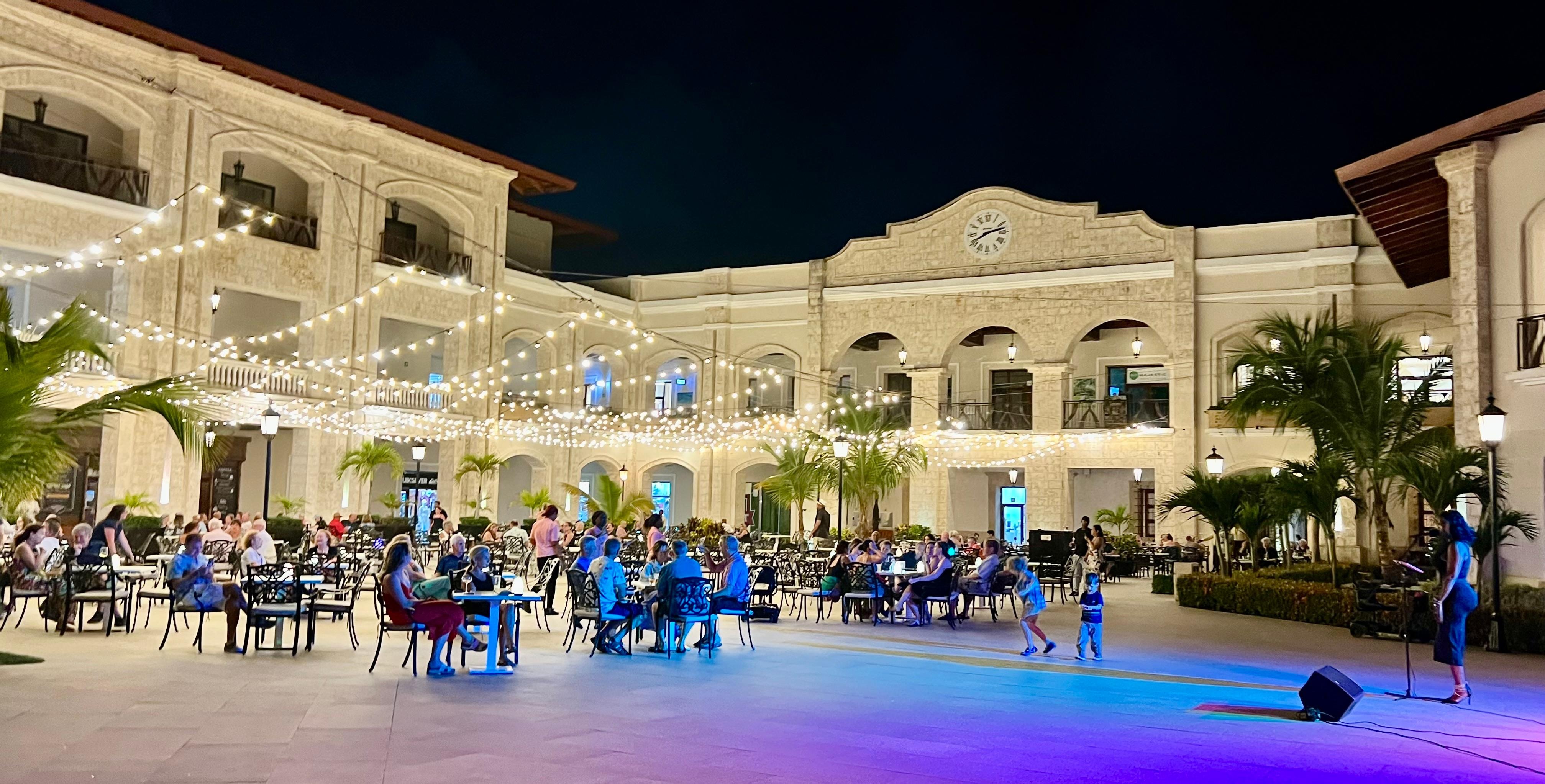 evening outside plaza