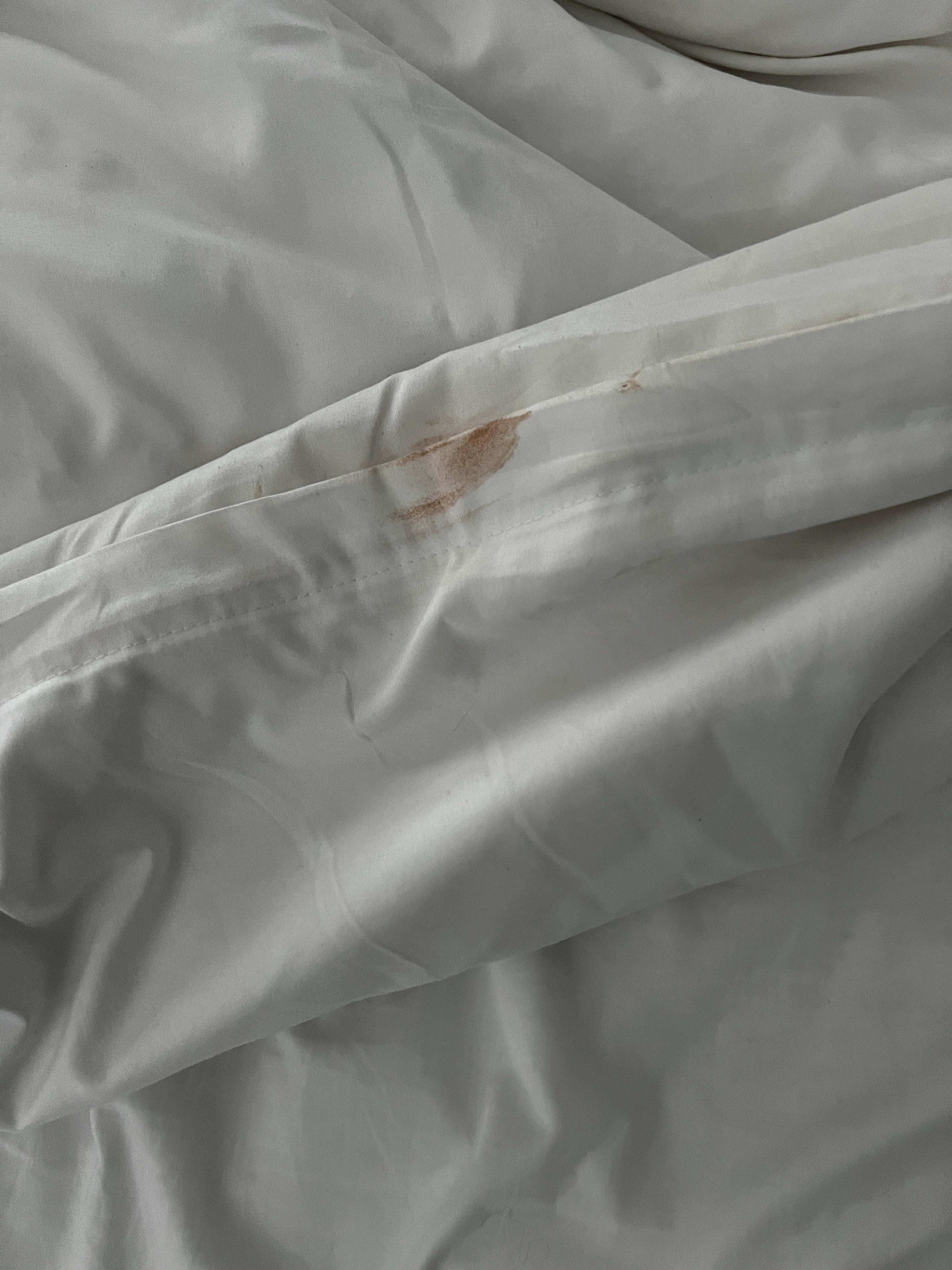 Makeup stain on the comforter cover