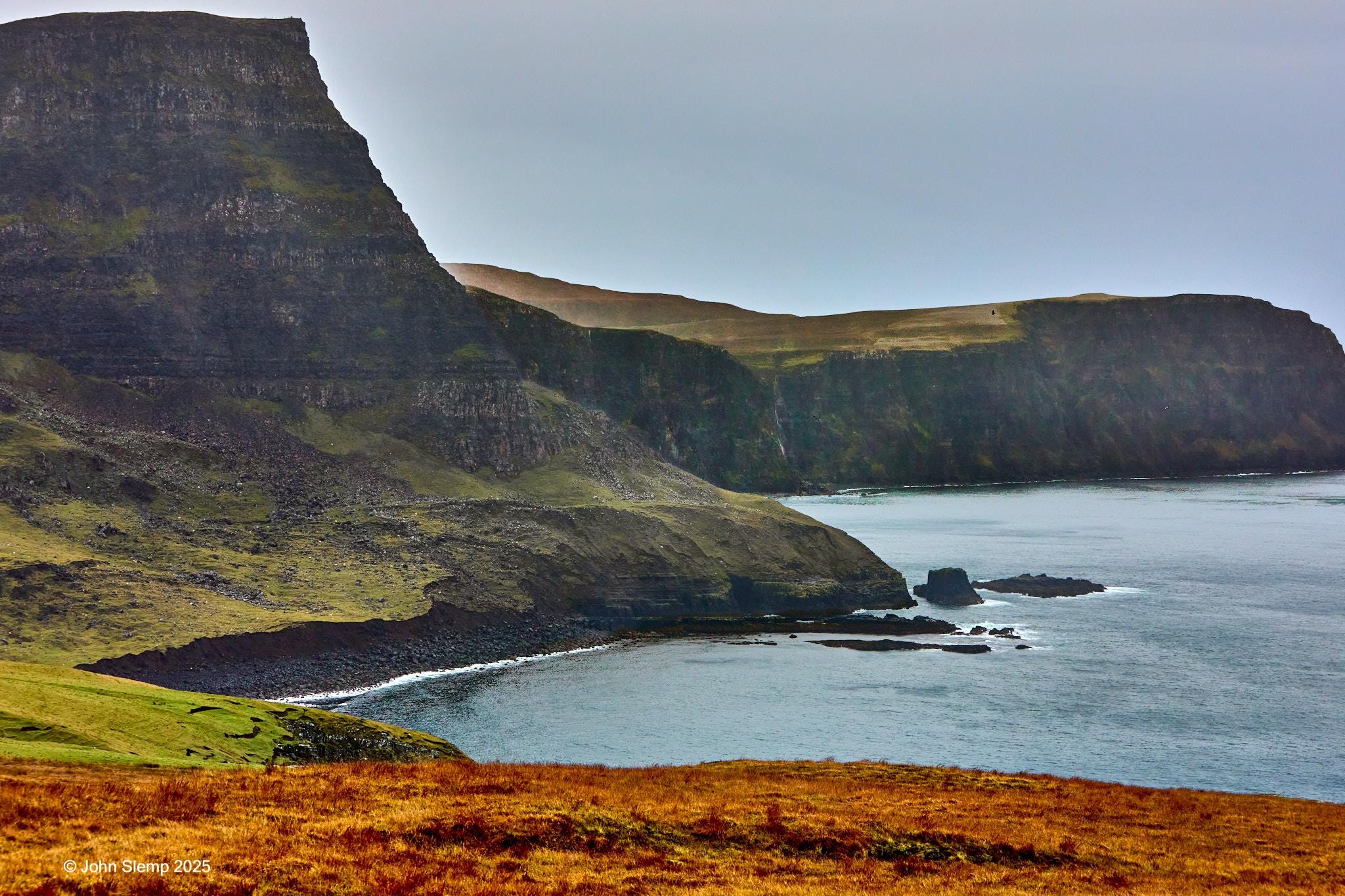 The view from a very wet and windblown Neist Point.