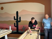 In the game room