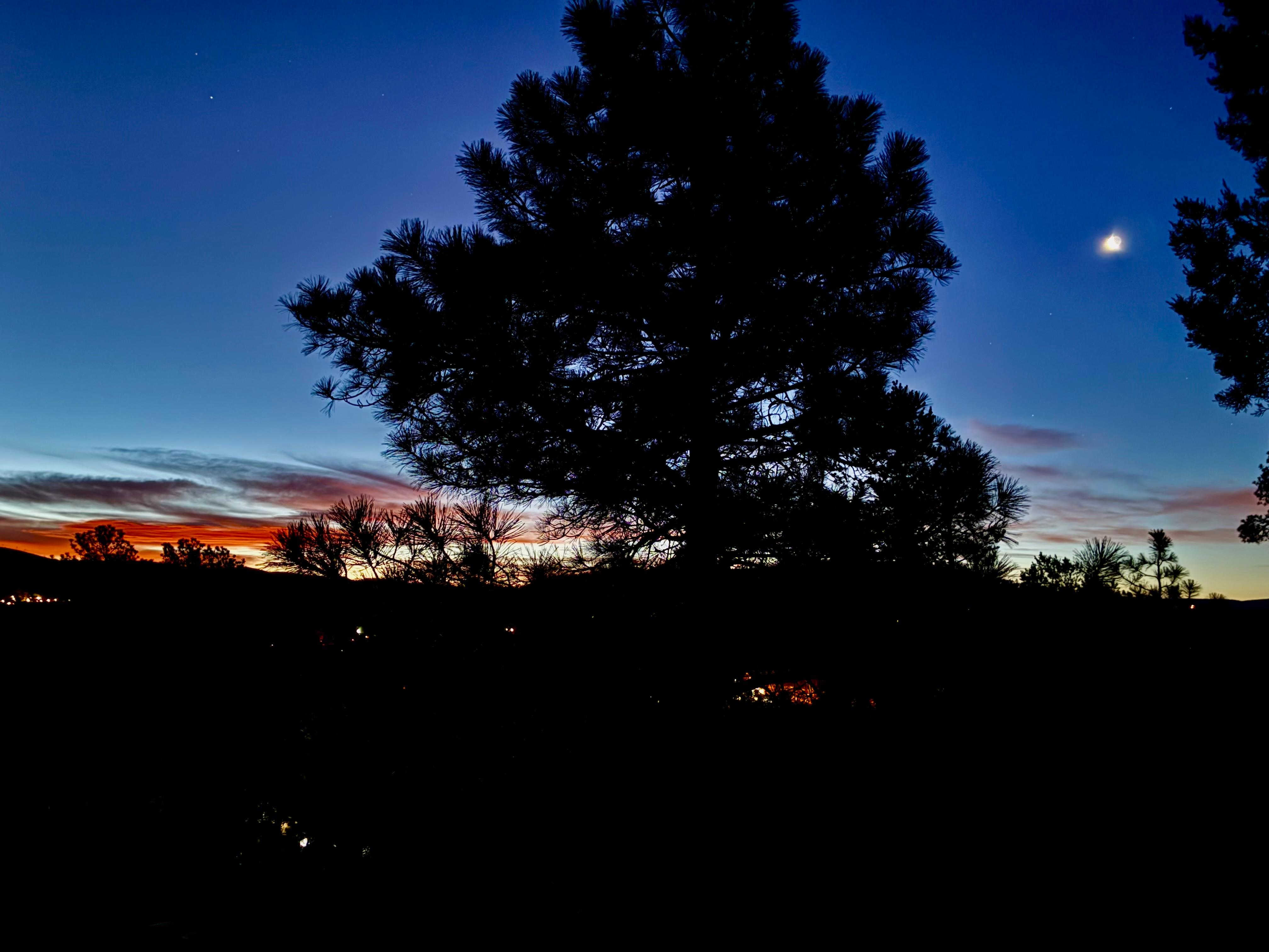 Sunset over the Sierra Blanca Mountains right at the back deck