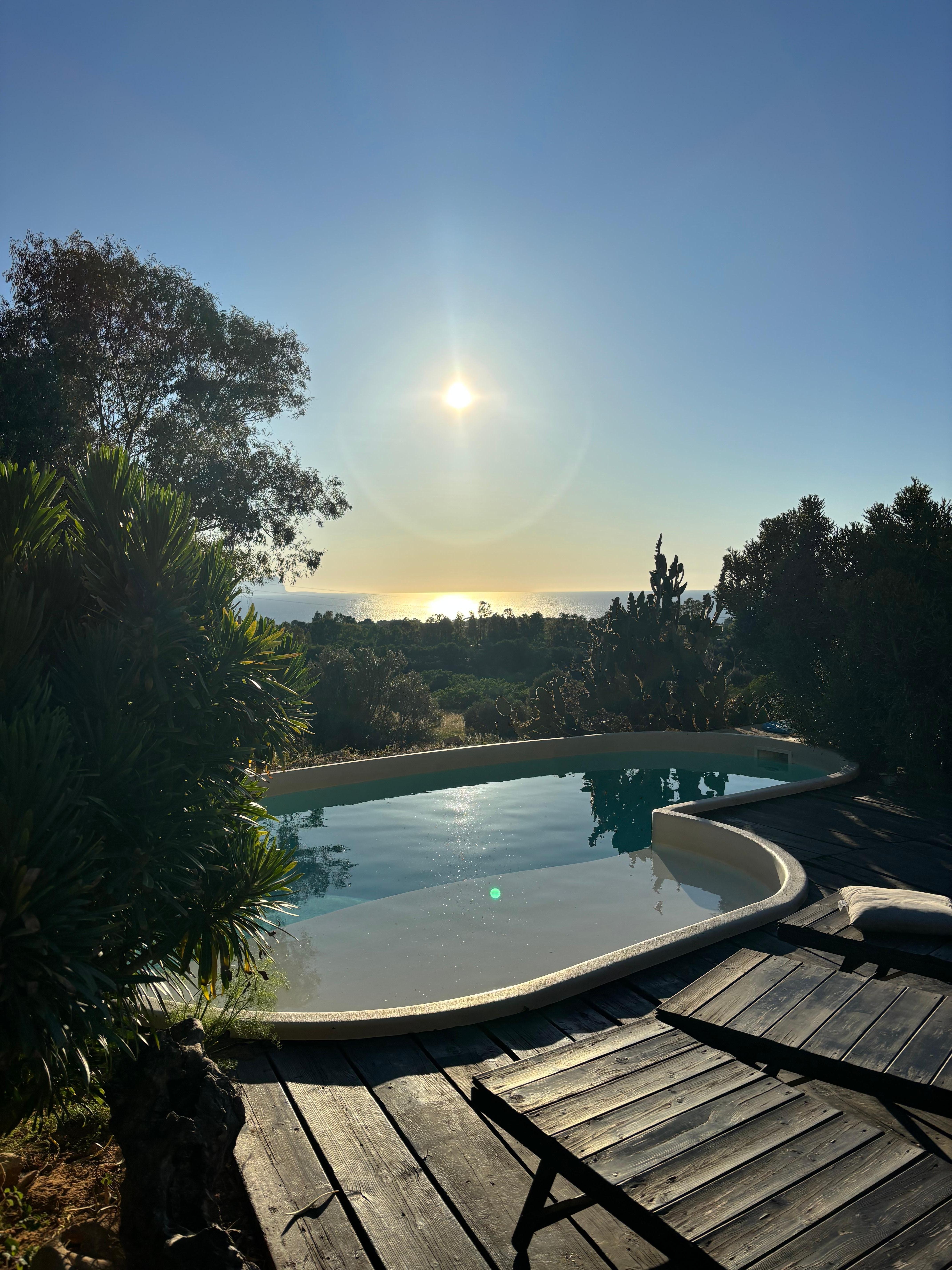 Sunset by the pool