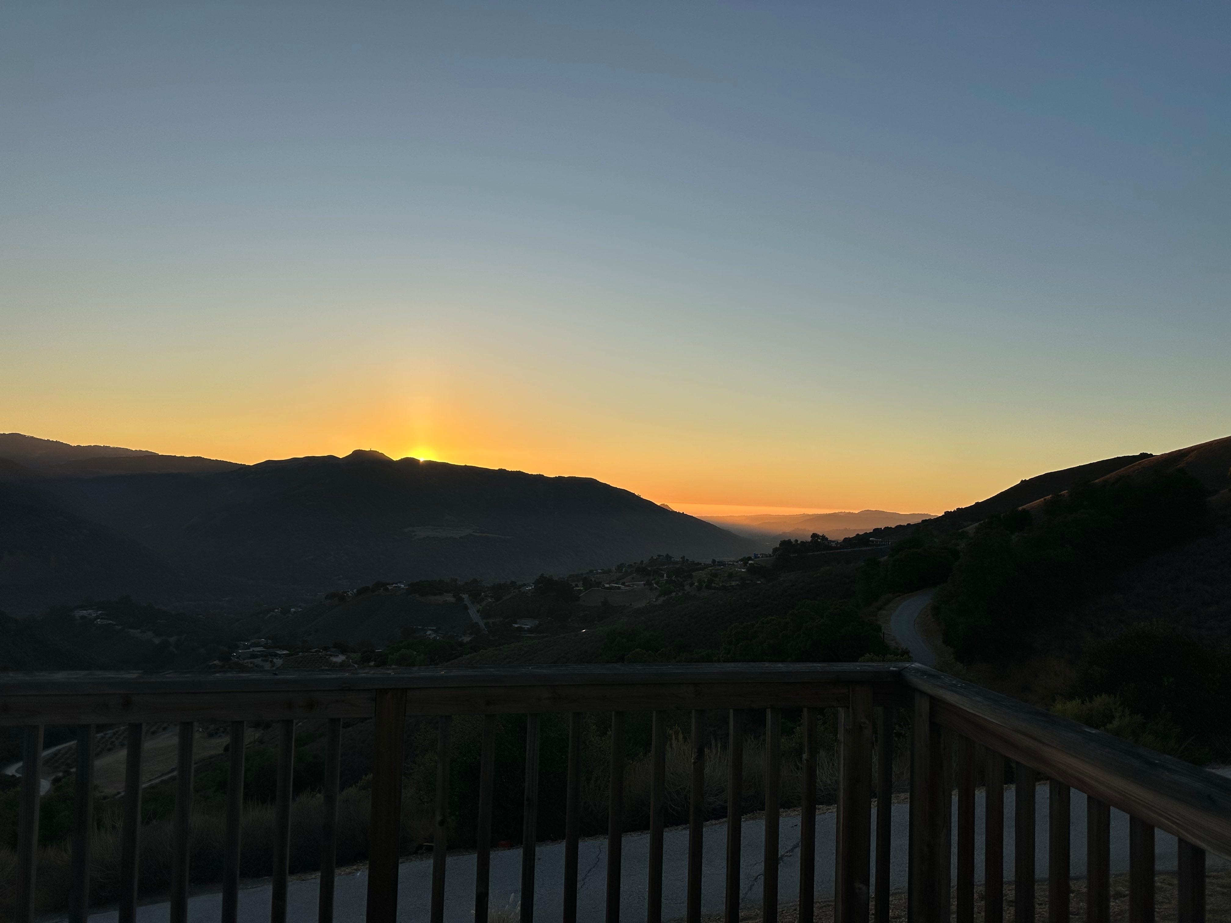 Sunset view towards the ocean