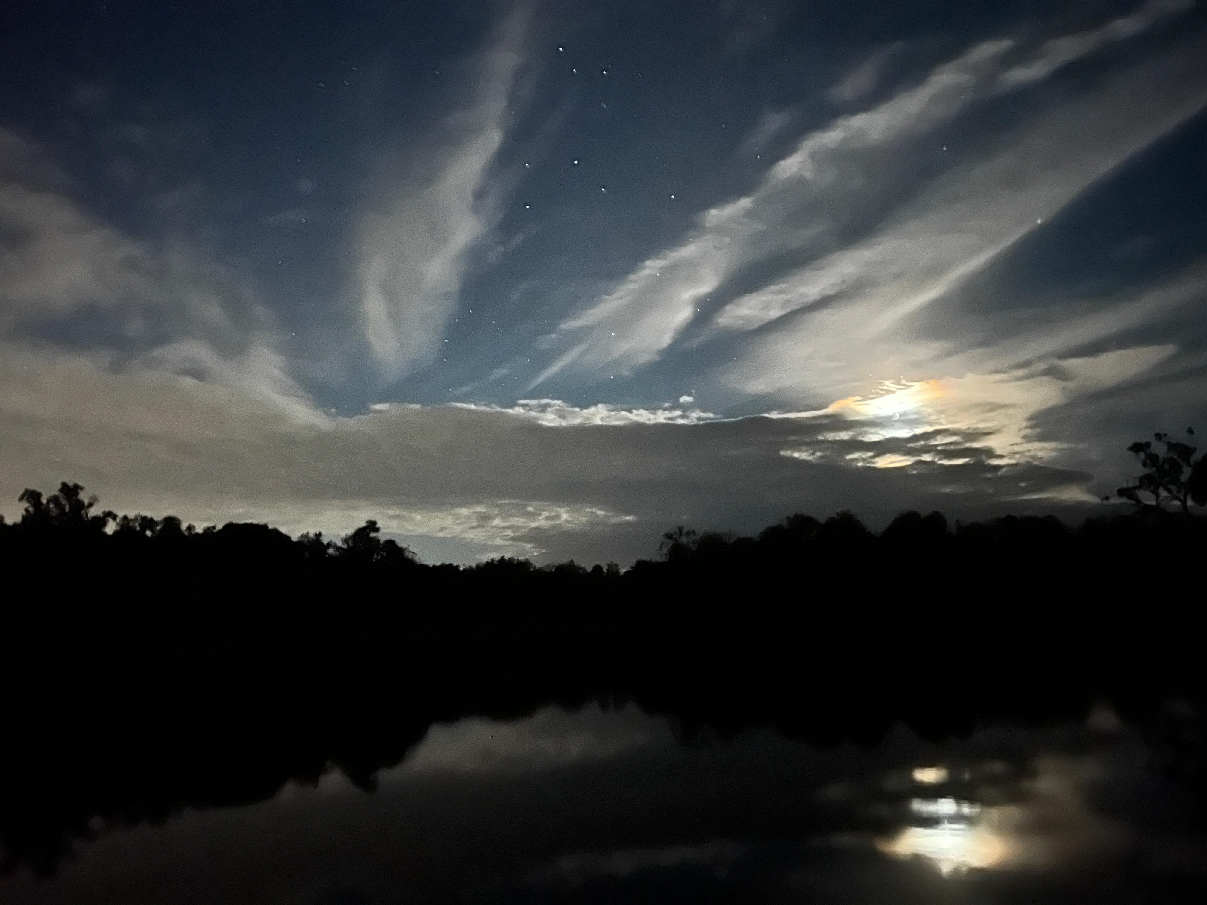 On the dock at night was beautiful. 