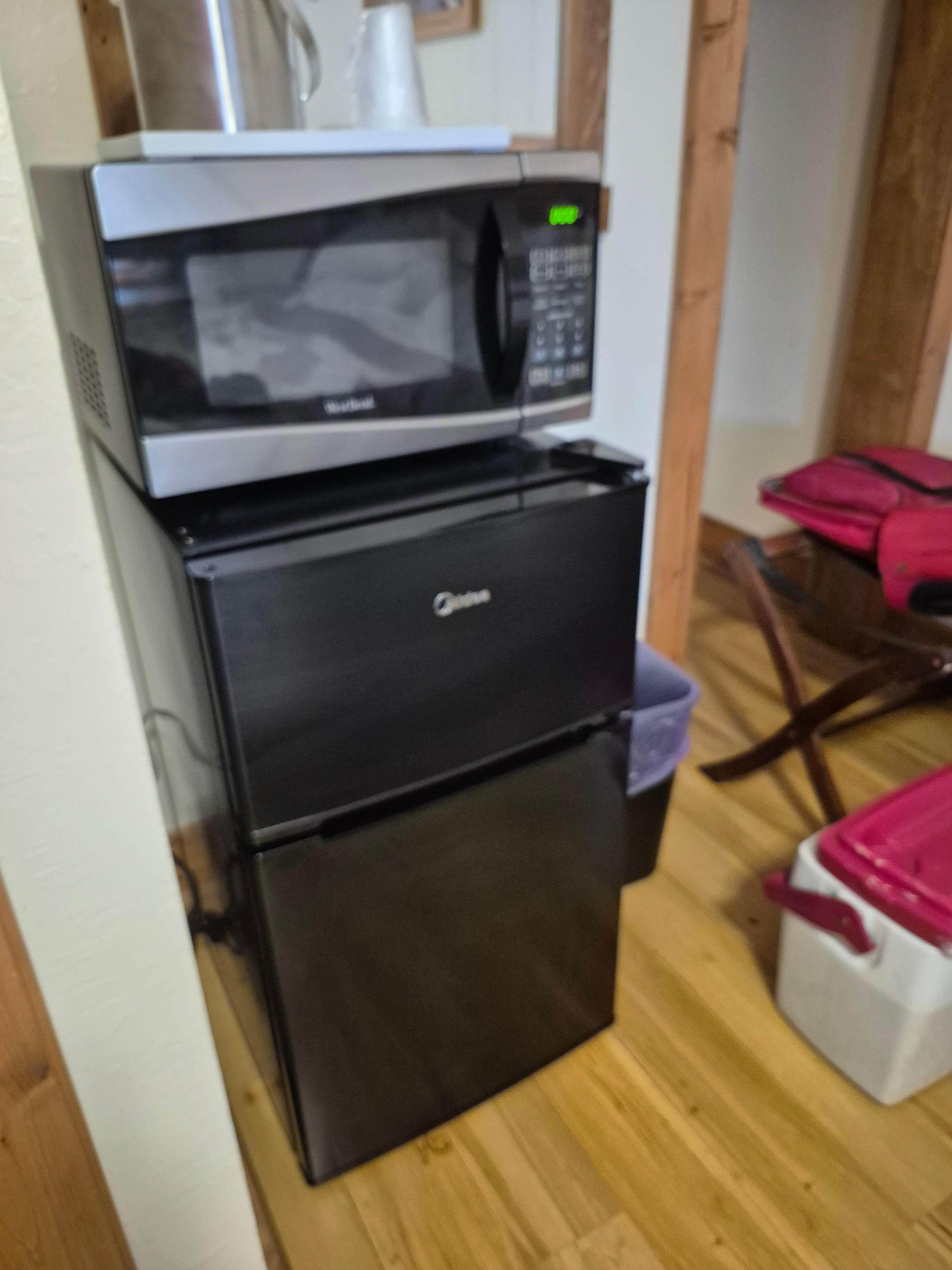 Fridge with separate freezer. 
