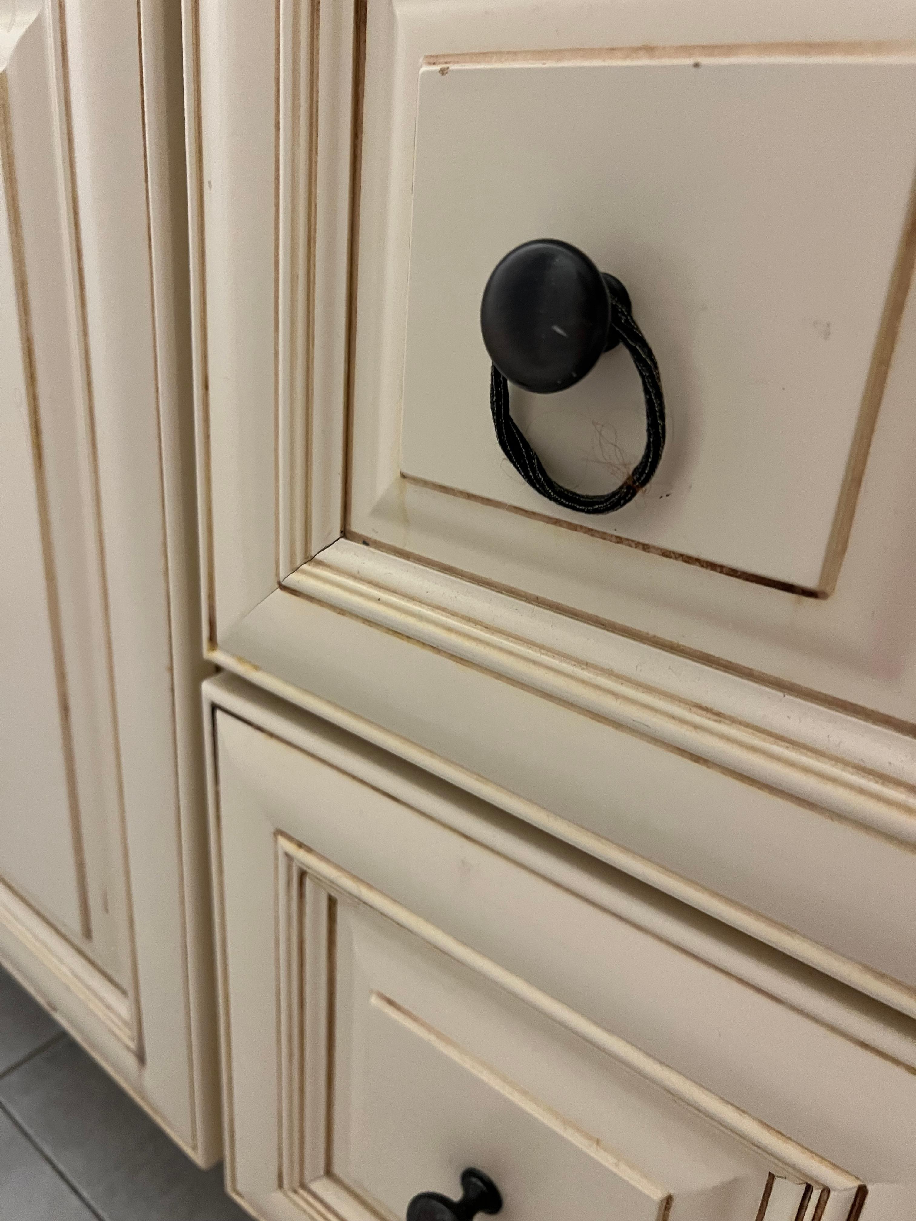 This hair tie was on the bathroom cabinets when we arrived at the house