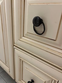 This hair tie was on the bathroom cabinets when we arrived at the house