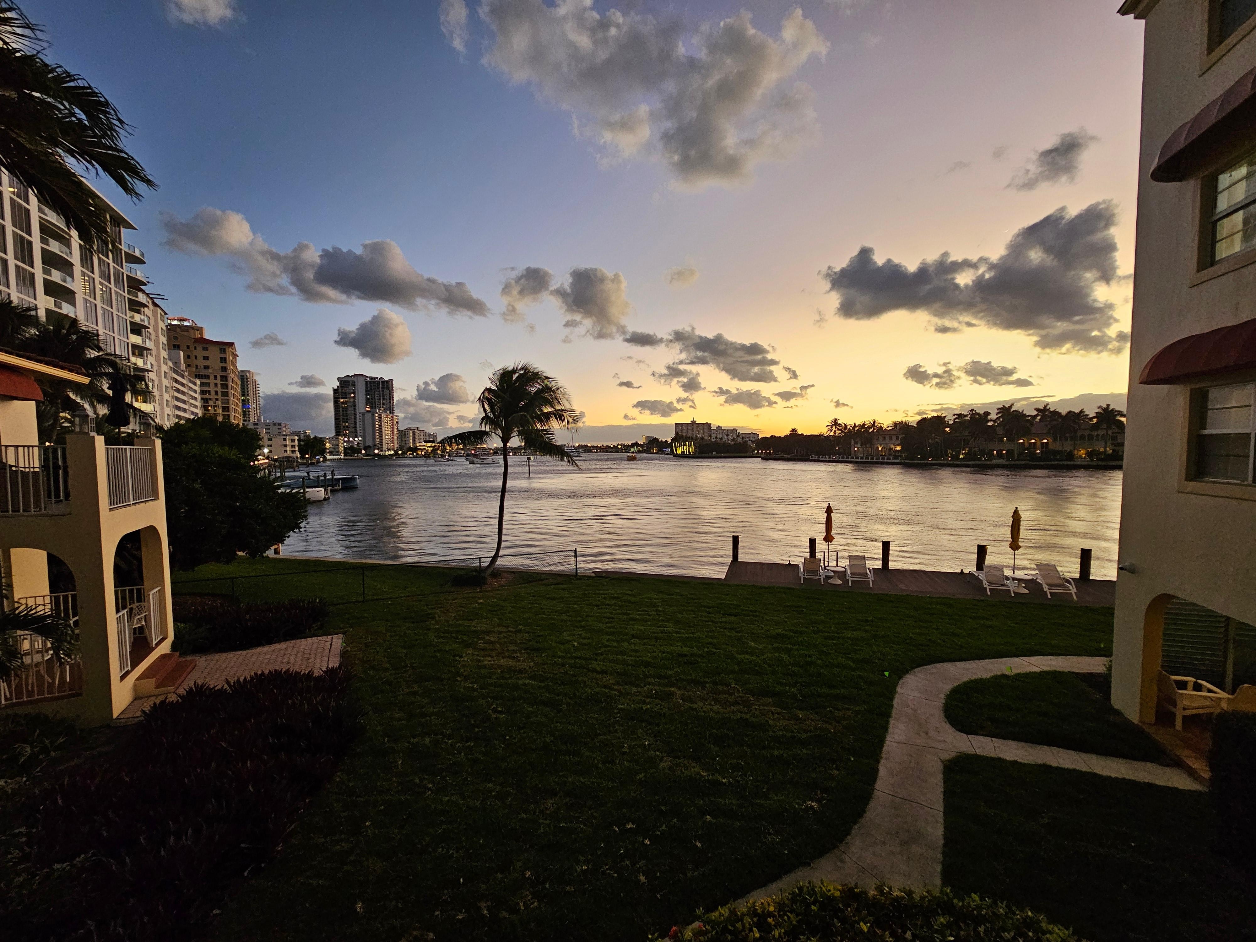 View from the balcony at sunset.