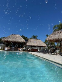 The pool is beautiful, salt water and heated always welcoming