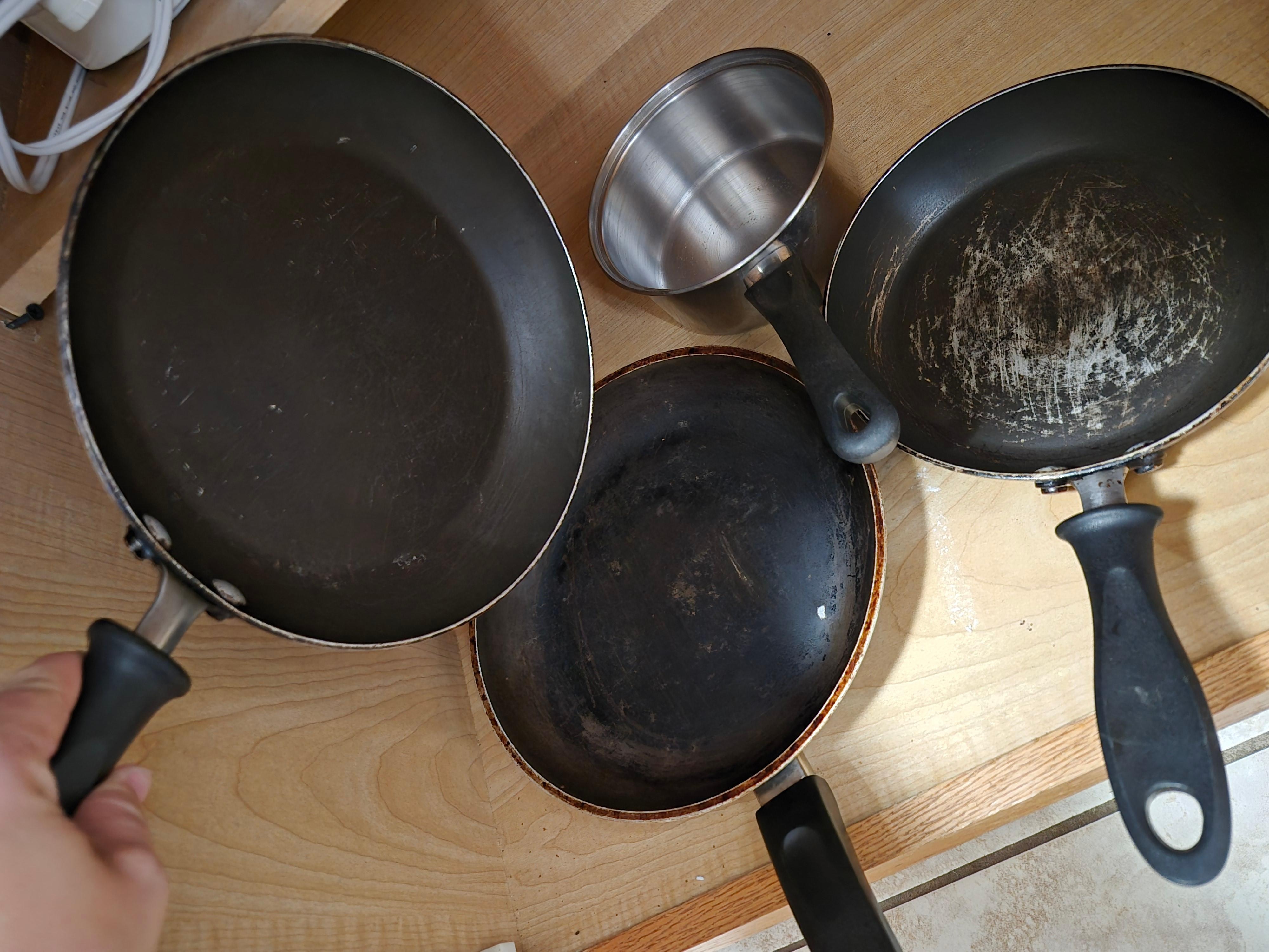 Scratched pans that were provided