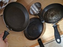 Scratched pans that were provided