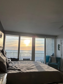 View from kitchen area out to beach