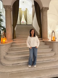 At the entrance stairway