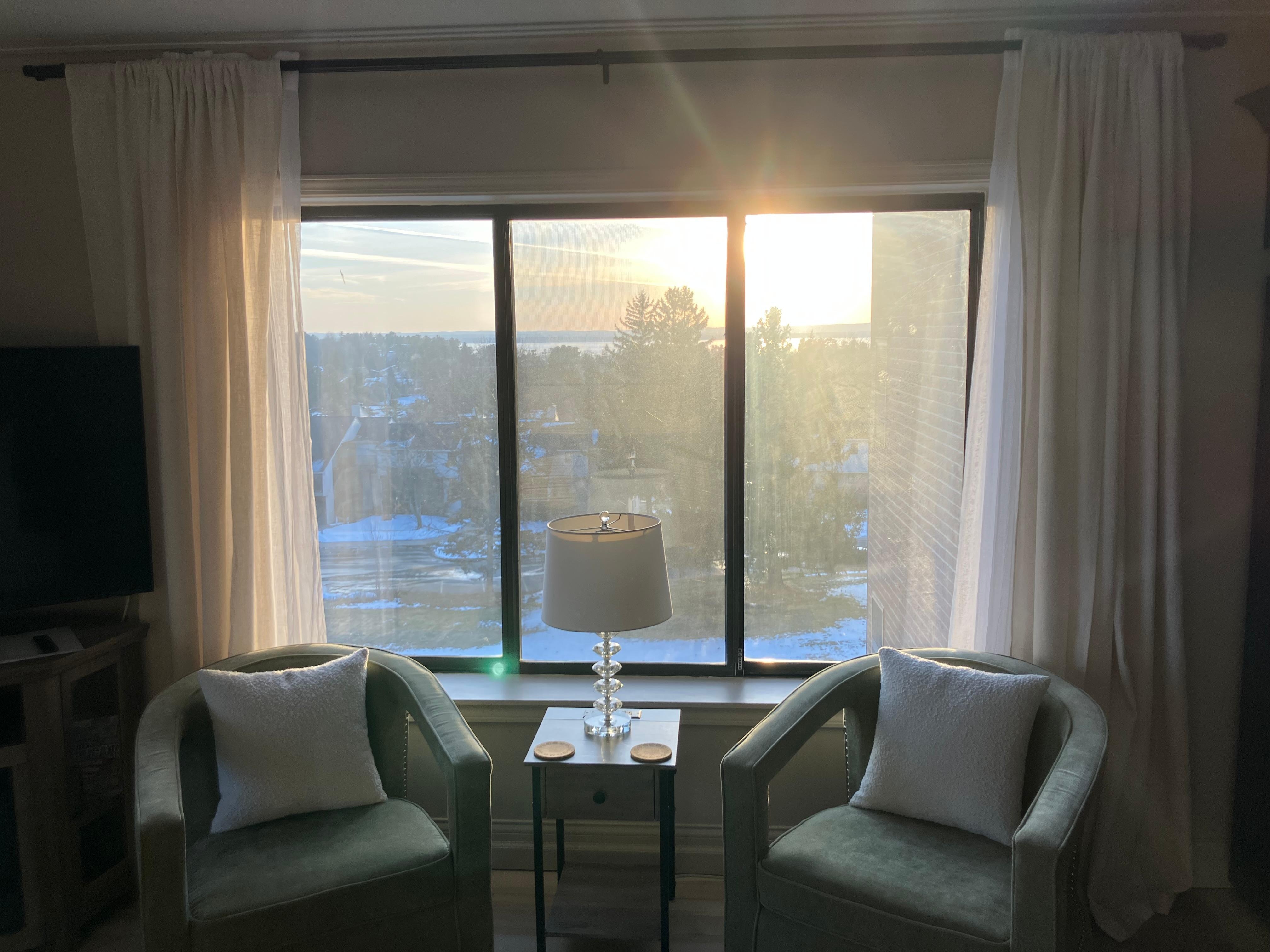 Looking out the living room window. 