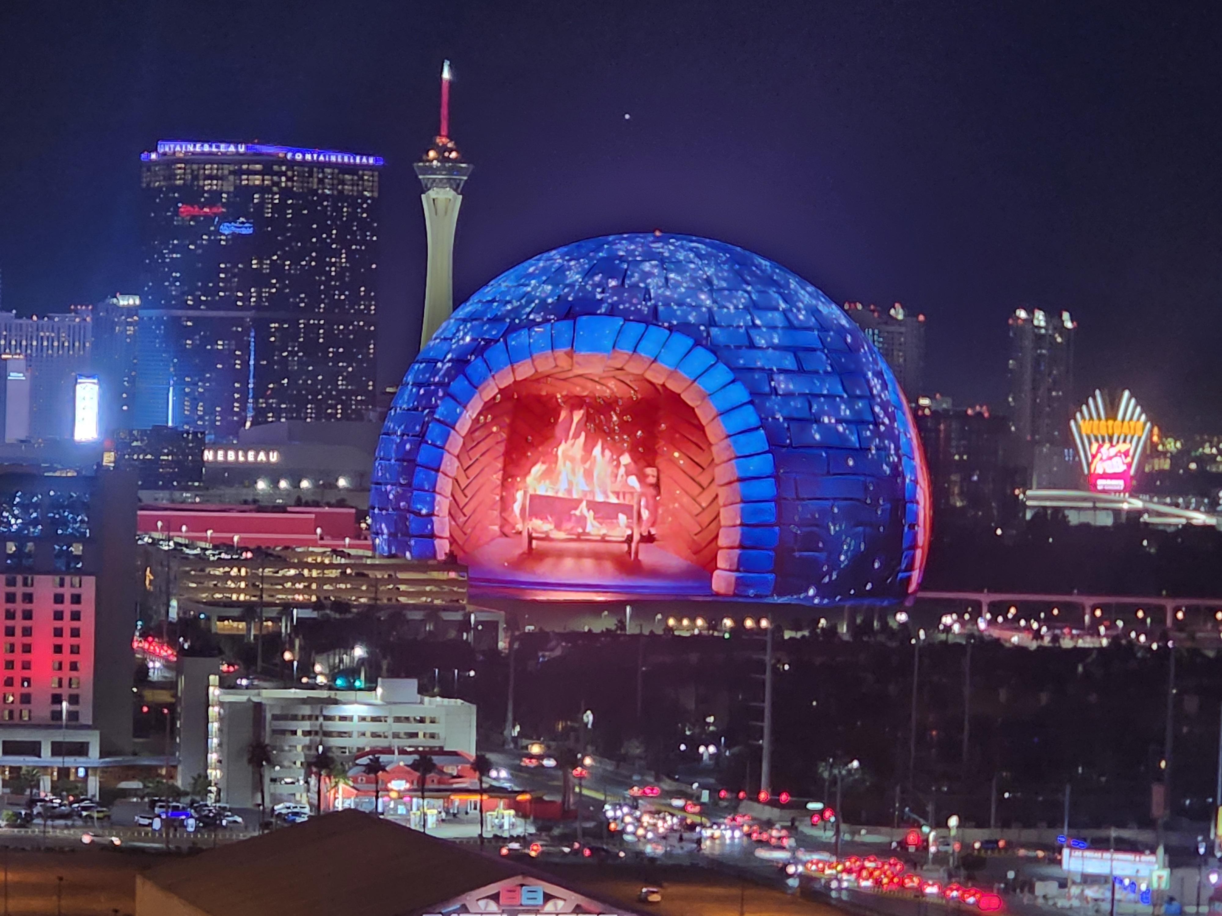 View from the balcony, close up of the Sphere.