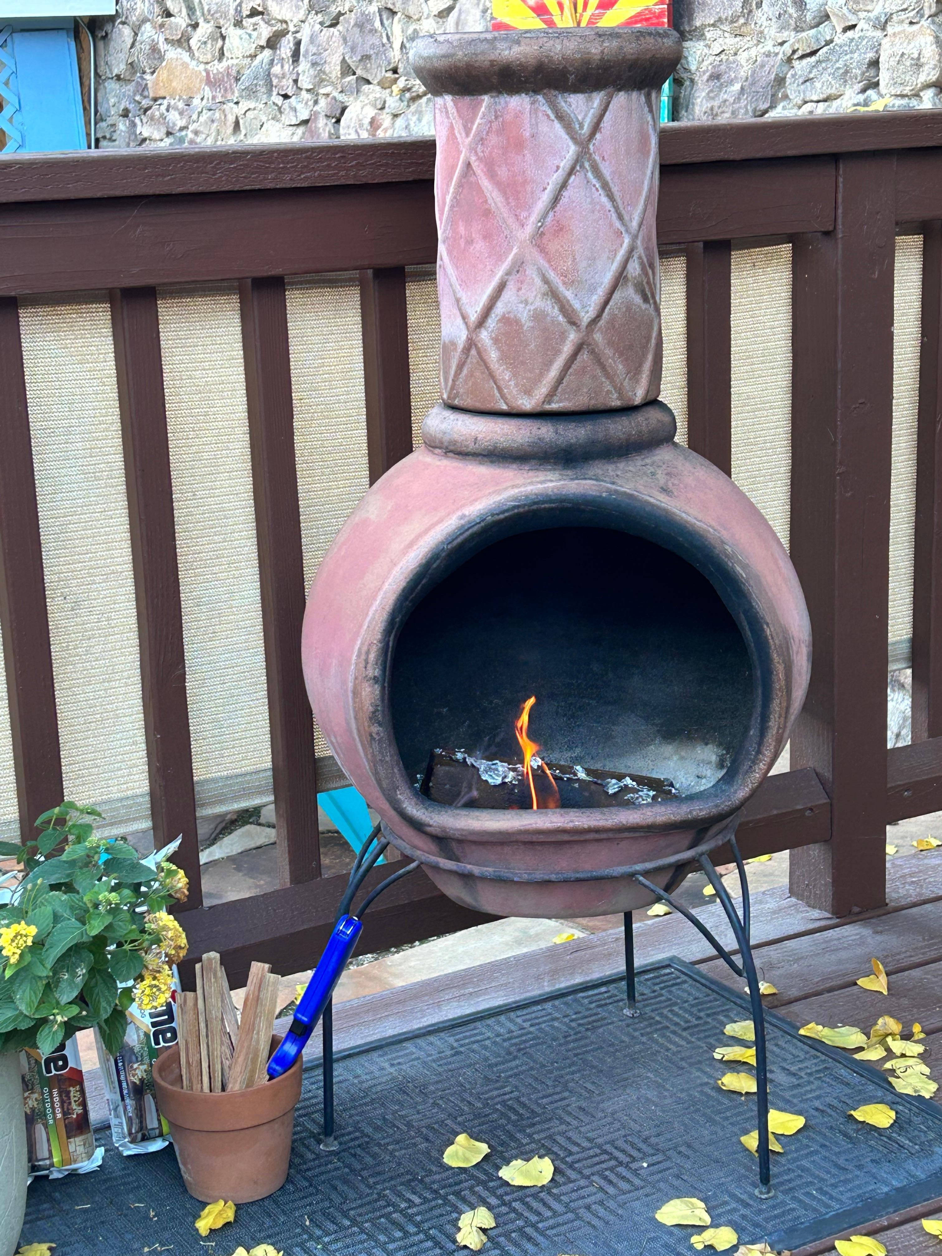 Super relaxing on the back deck with the water fountain and fireplace