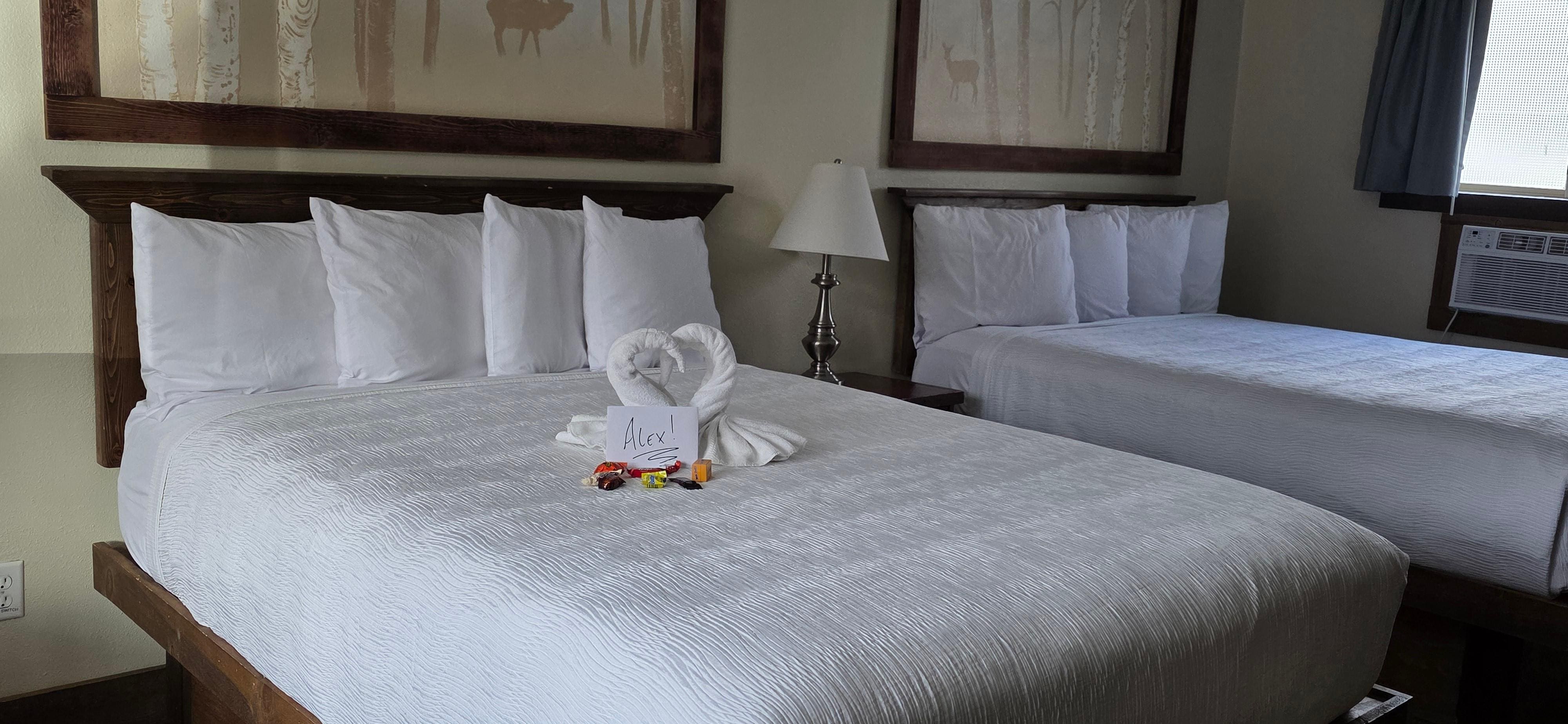 Super cute! My boyfriend was surprised with candies and a card! They made it so welcoming!