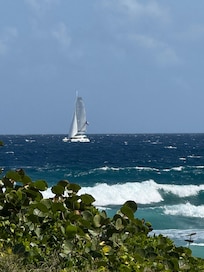 Passing sailboat