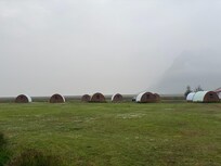 Starlight camping pods on a very voggy day.