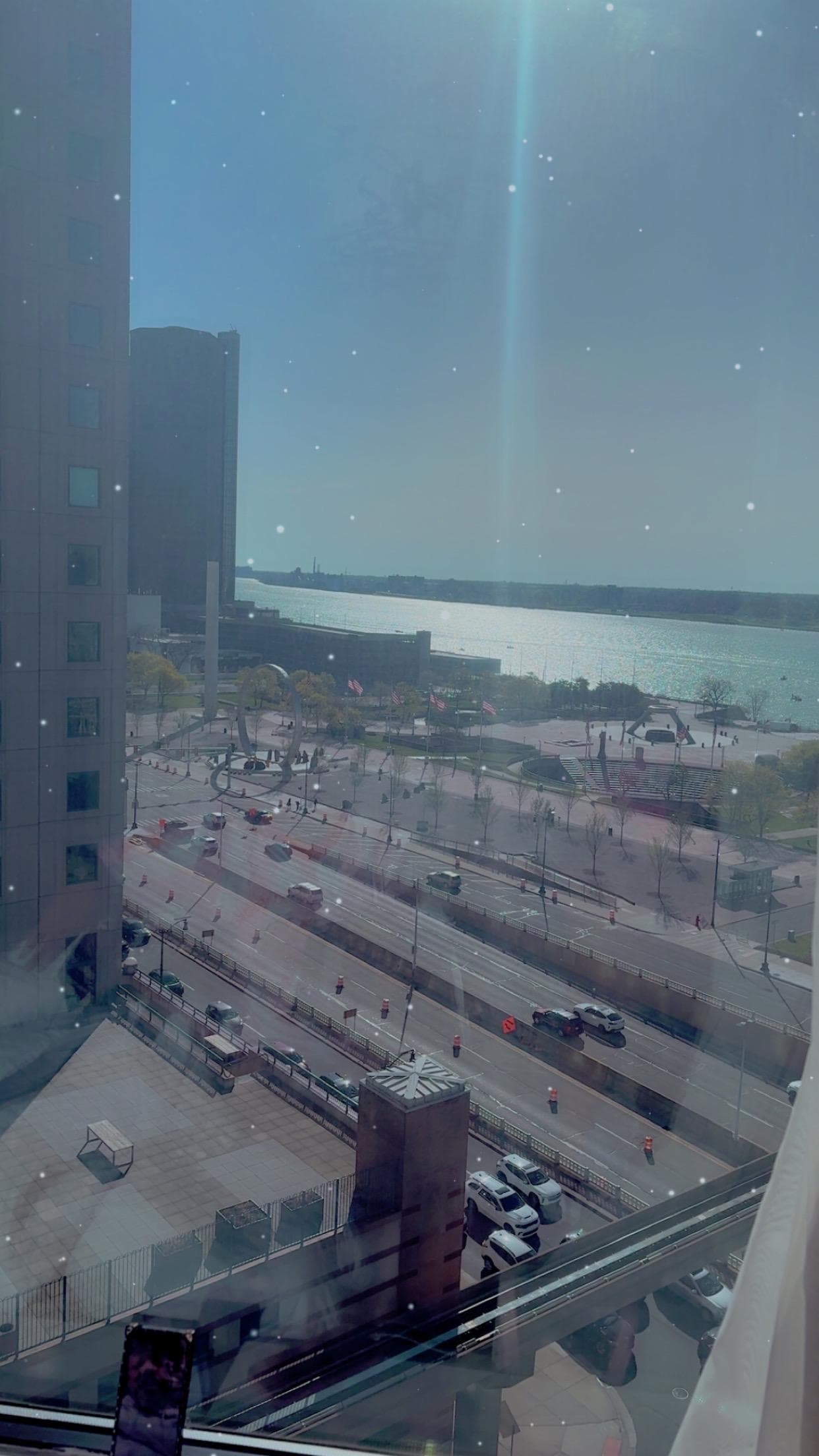 The View from room on 14 floor morning after the Chris Brown concert 