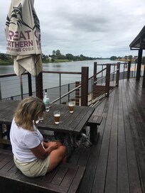 Riverside hotel. “ Brew with a view”