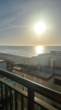 Side view from balcony due to building being in front of room