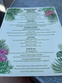 Rooftop food menu.