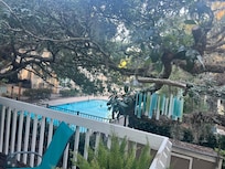 View of pool from the back deck area.