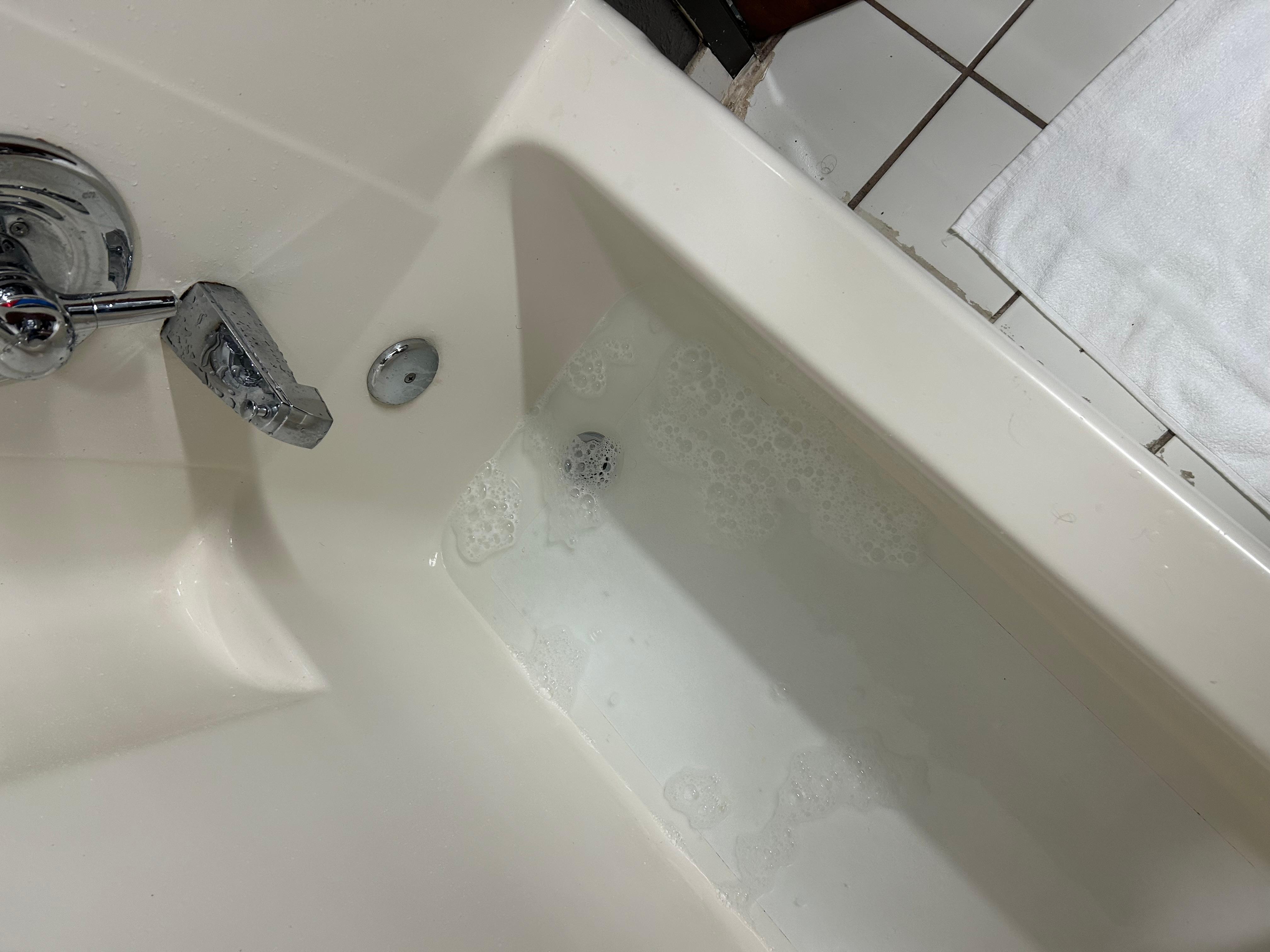 The tub drain was so clogged it wouldn’t drain for a shower. 