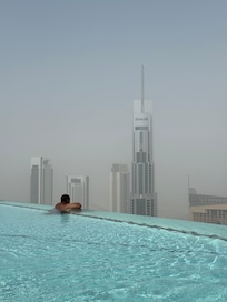 The rooftop pool on the 54th floor