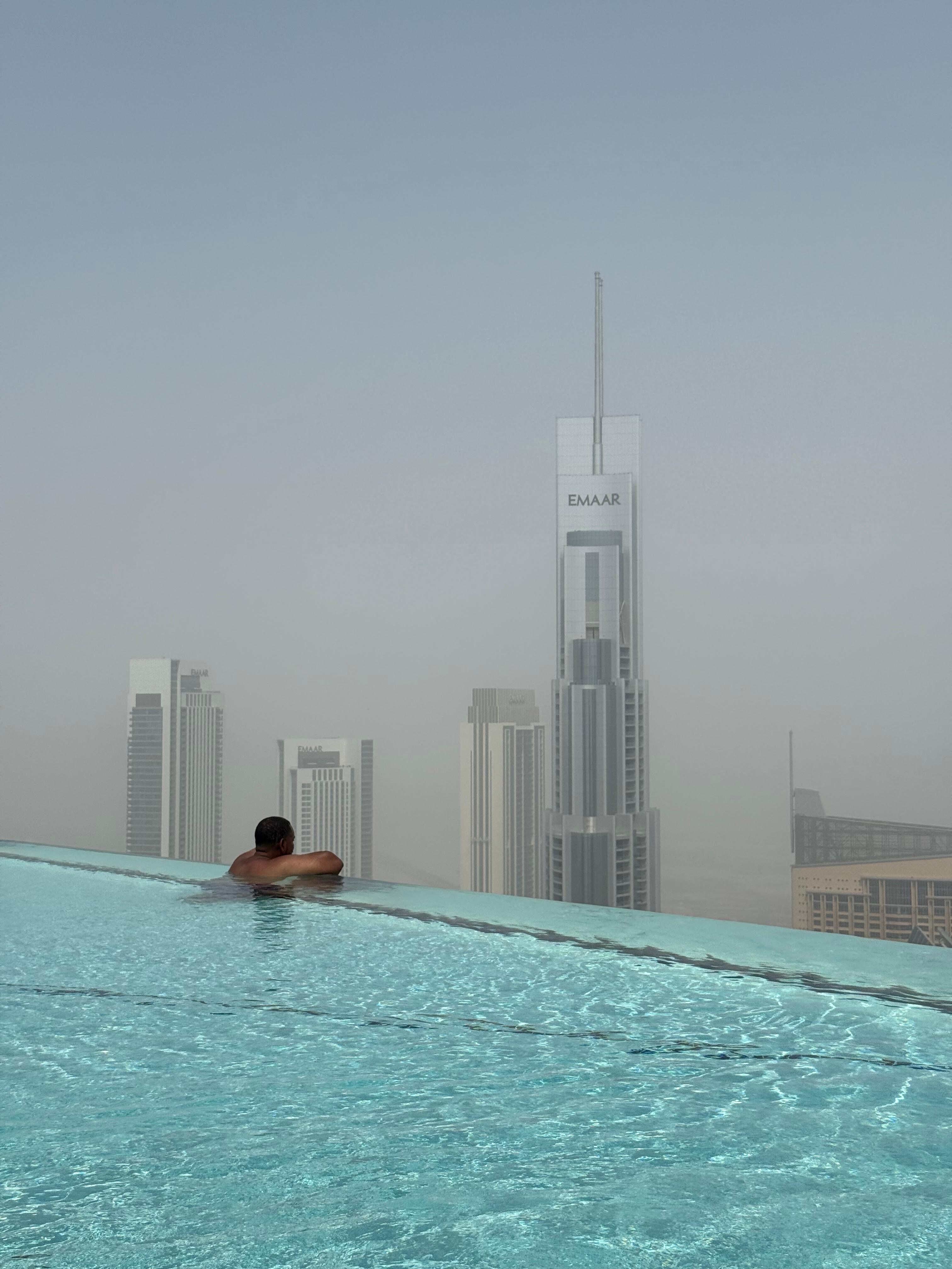 The rooftop pool on the 54th floor