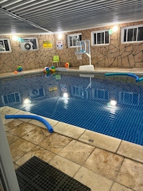 The pool water was so clear and there were floats and balls for the kids.