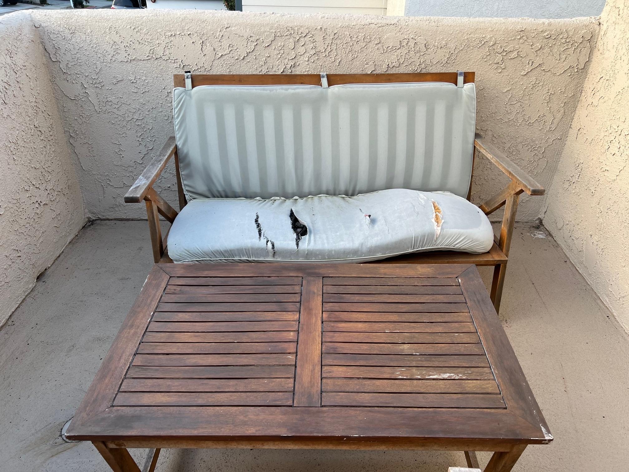 Worn and torn outdoor furniture