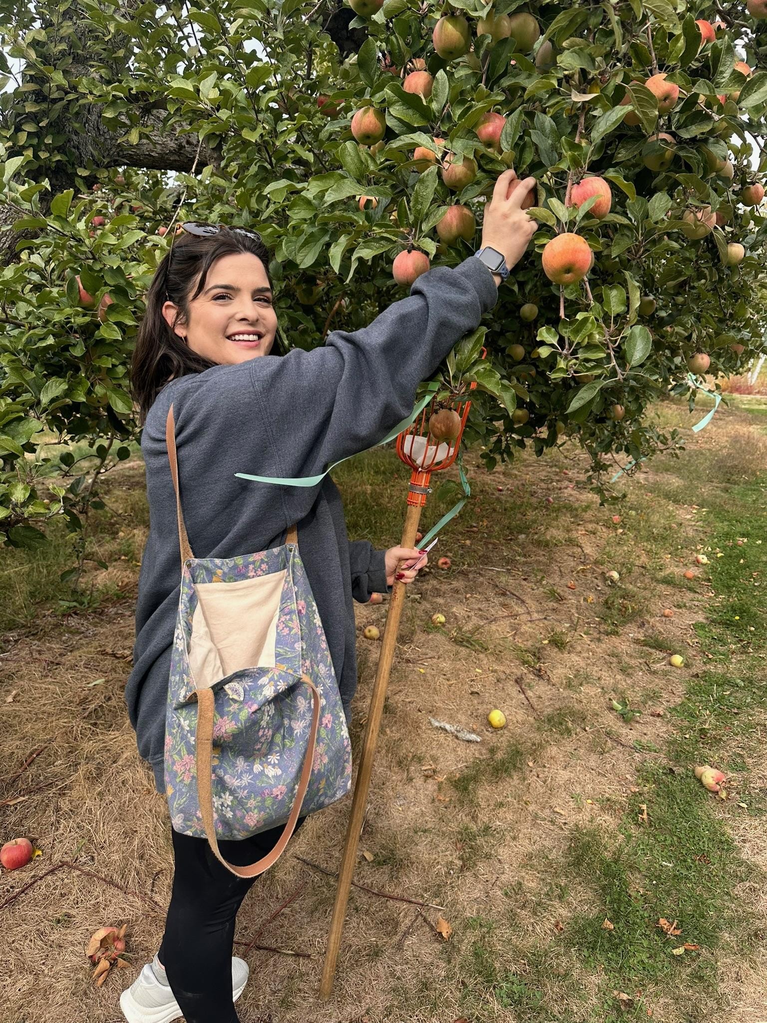 Enjoying the apple orchard