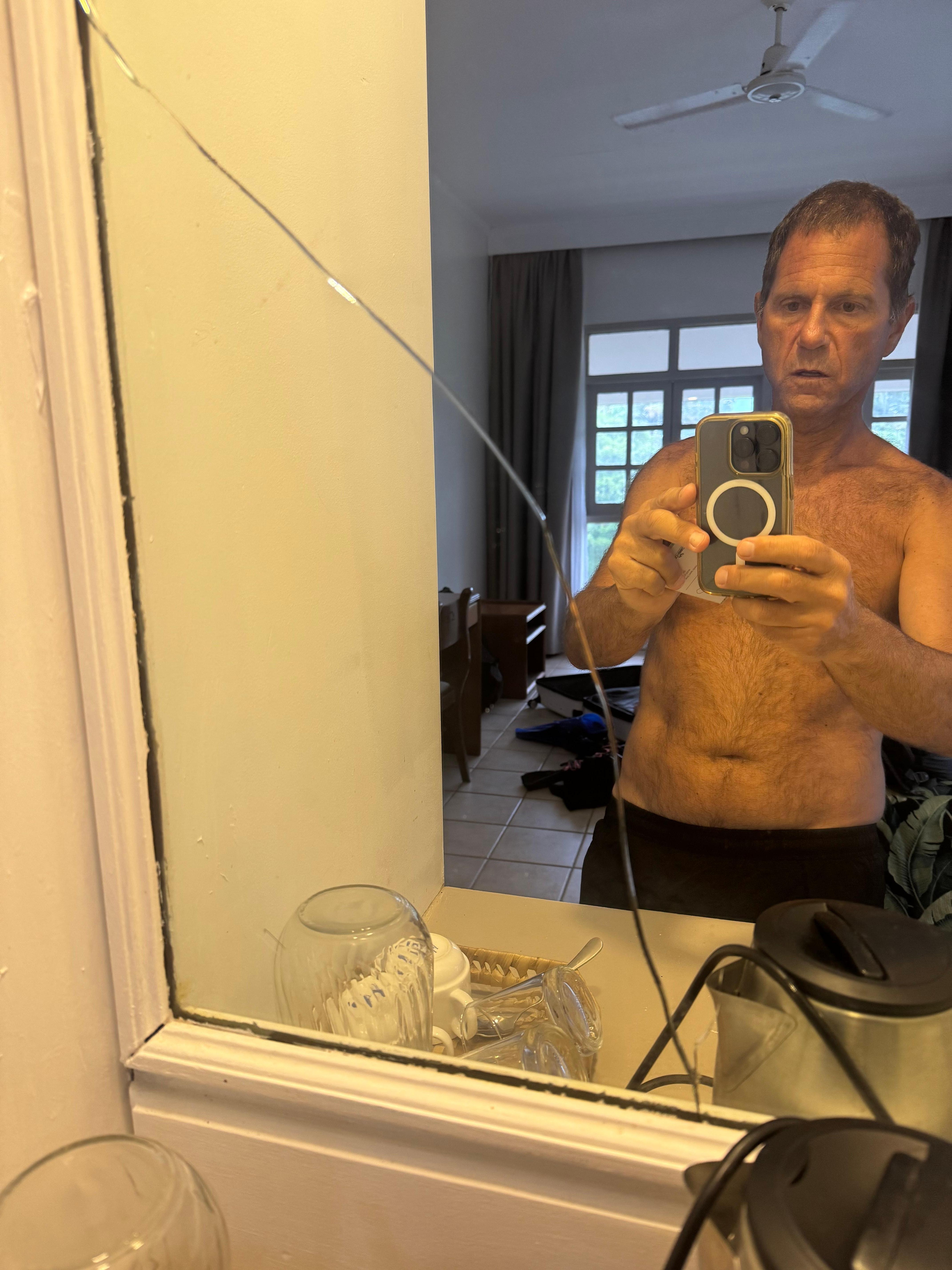 Crack in the bedroom mirror 