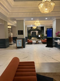 Hotel foyer looking towards rear & stairs