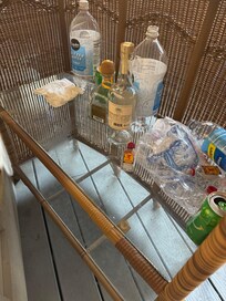left over trash from previous guests showing that despite paying $400 cleaning fee the house isn't cleaned properly