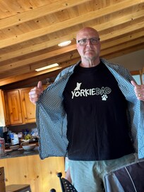 Gramper enjoying his time in the open kitchen/dining room