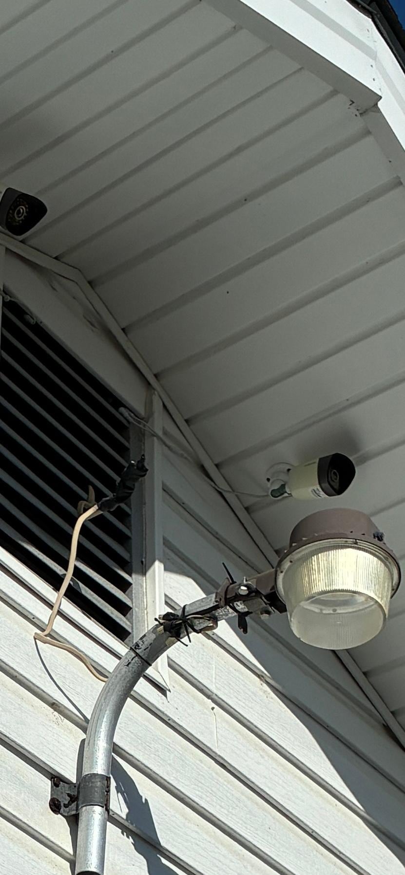 Outdoor light over the parking area