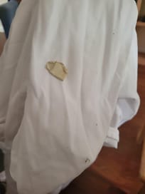 Condition of the sheets the night we arrived. Also had another sticky substance we are afraid to know what it was.