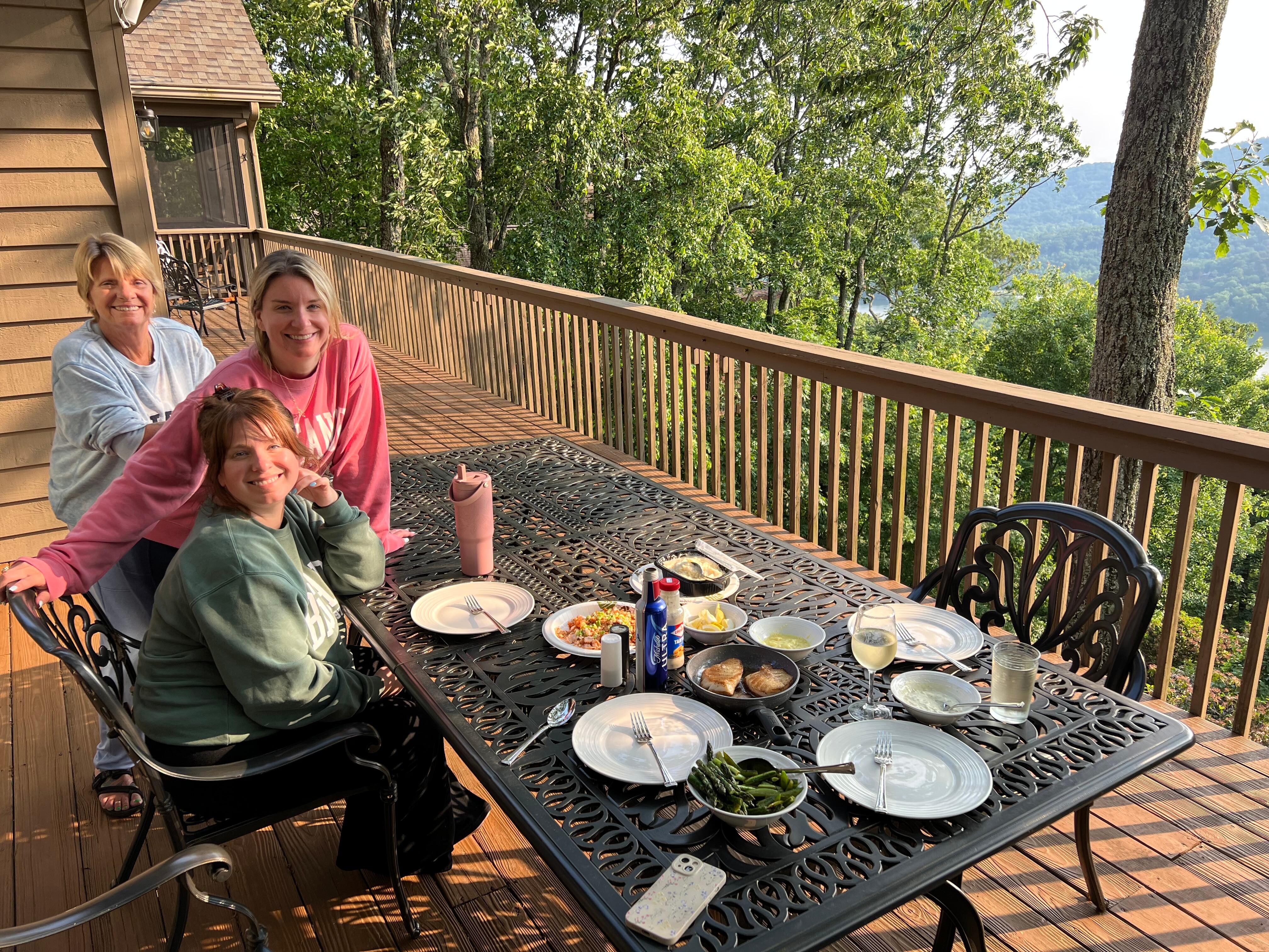 Fish dinner on the upper deck
