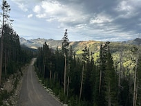 View down driveway off deck