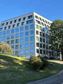The hotel from the park next door.