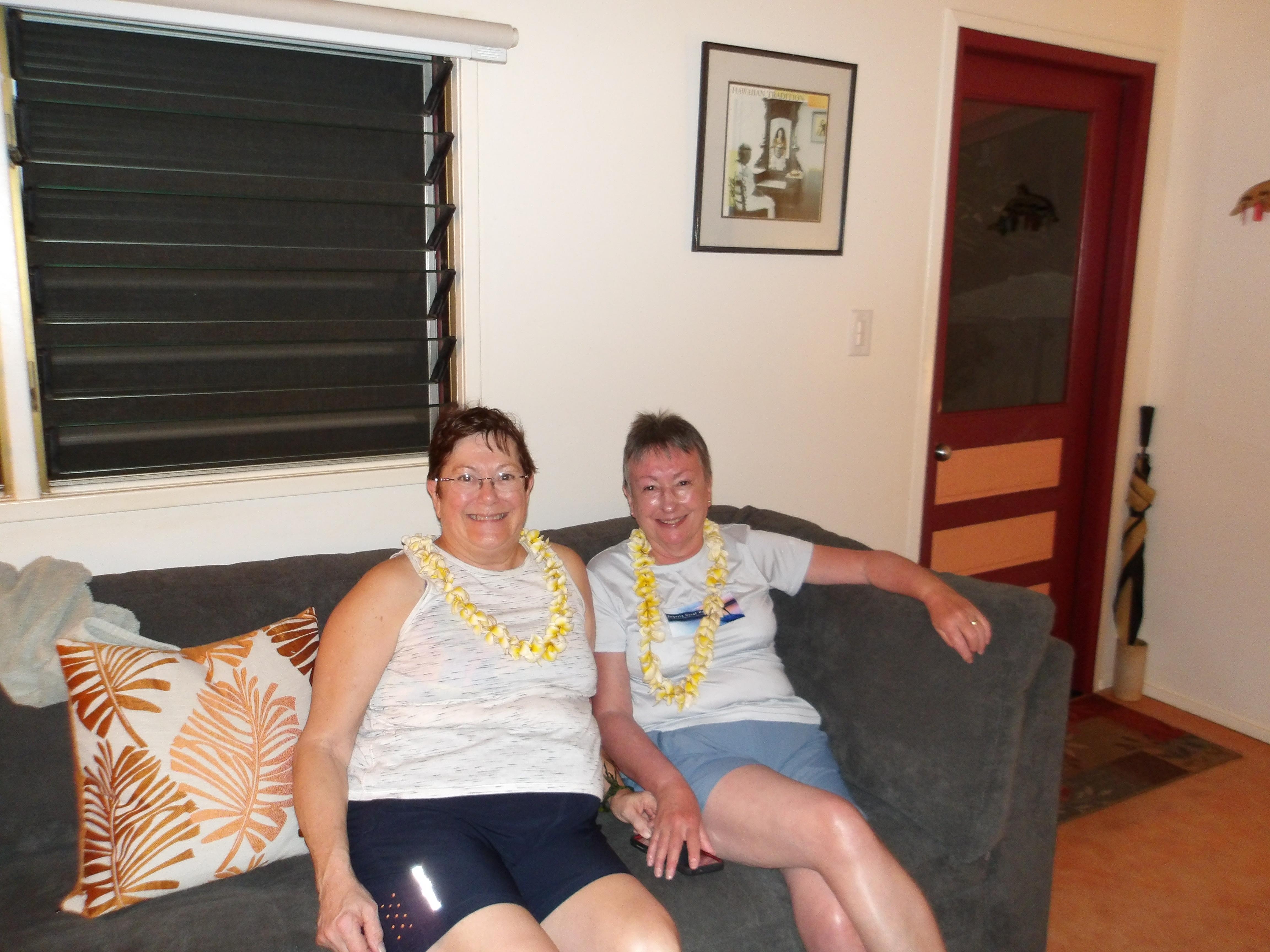 My friend and on on the couch, living room large and comfortable 