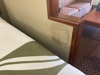 Stains and peeling paint everywhere