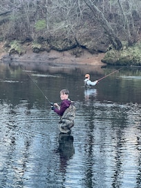 When the water is down, you can wade out and fish! They let the water out sometimes and it brings the water up to a level dock, then goes back down.