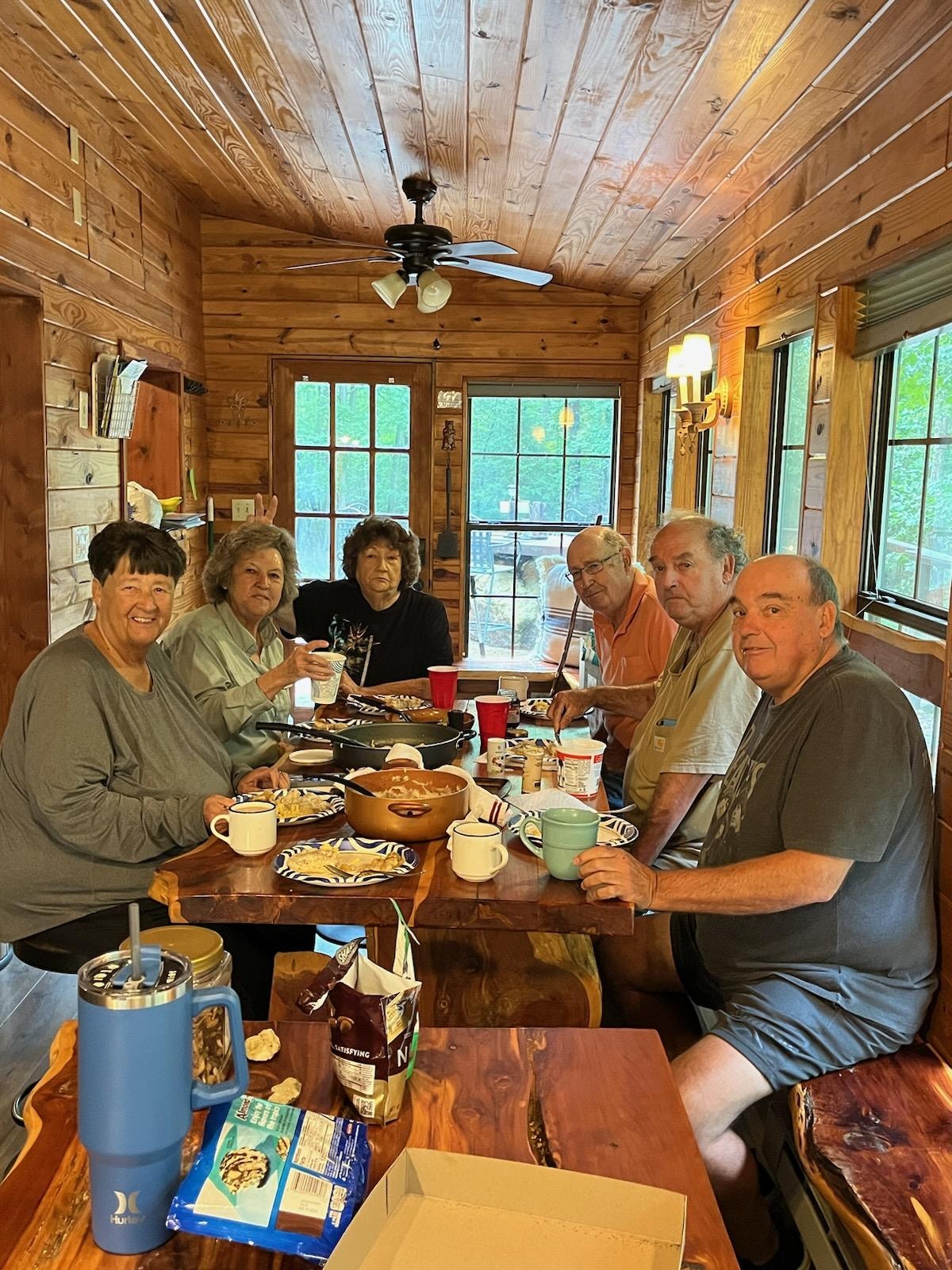Family enjoying breakfast before a day at the quartz mines